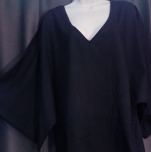 (New) Kimono Sleeve Deep V-Neck Top